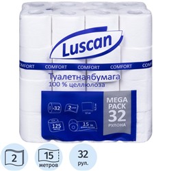 Бумага туалетная Luscan Comfort Megapack 2сл бел цел 15м 125л 32рул/уп