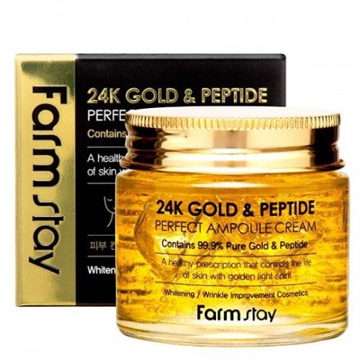 FarmStay Крем для лица с частичками золота и пептидами – 24k gold ampoule cream, 80мл