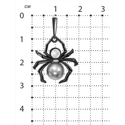 Подвеска из чернёного серебра с культ.жемчугом и фианитом 925 пробы 3-183чр1002