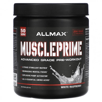 ALLMAX, Muscleprime, Core Factor, профессиональная категория, предтренировочный, белая малина, 9,4 унции (266 г)