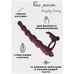 Вибронасадка для двойного проникновения Pure Passion Bunny Wine red 1202-02lola