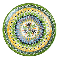 Ляган 32см, плоский Риштанская керамика салатовый