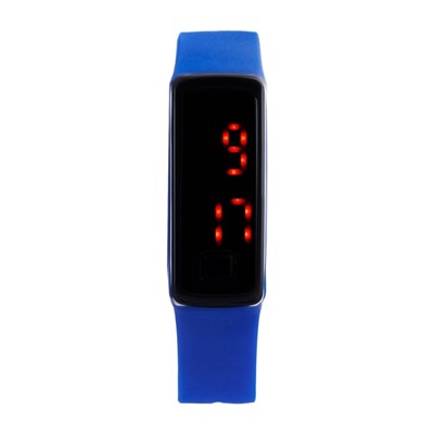 Часы наручные, электронные "Блик", ремешок силикон, циферблат 5 х 2 см, синие