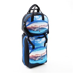 Чемодан на молнии, дорожная сумка, набор 2 в 1, цвет чёрный/голубой