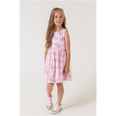 Платье  для девочки  К 5658/нежно-розовый,бабочки