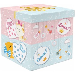 Коробка для воздушных шаров Гендер Пати, Голубой / Розовый 60*60*60 см