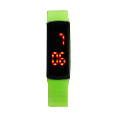 Часы наручные, электронные "Блик", ремешок силикон, циферблат 5 х 2 см, зеленые