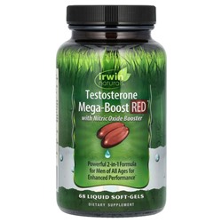 Irwin Naturals, Testosterone Mega-Boost RED, повышение уровня тестостерона, 68 капсул с жидкостью