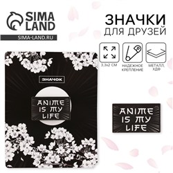 Значок деревянный «Anime is my life», аниме, 3,3 х 2 см