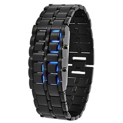 Led Watch - часы наручные "Самурай" черные с синими диодами