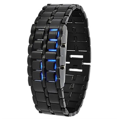 Led Watch - часы наручные "Самурай" черные с синими диодами