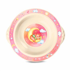 Тарелка детская глубокая с розовым декором (бежевый) арт.4313161 Бытпласт