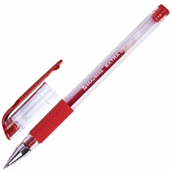Ручка гелевая с грипом BRAUBERG "EXTRA GT", КРАСНАЯ, стандартный узел 0,5 мм, линия 0,35 мм, 143920