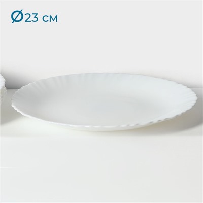 Набор обеденных тарелок «Дива», d=23 см, 6 шт, стеклокерамика, цвет белый