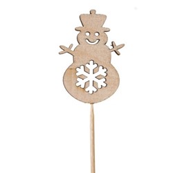 Вставка НГ деревянная №10 Снеговик со снежинкой