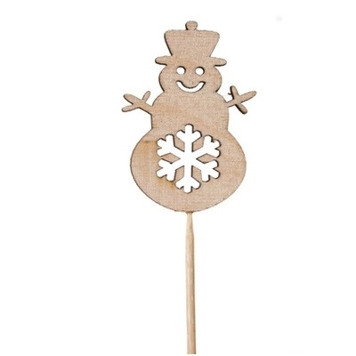 Вставка НГ деревянная №10 Снеговик со снежинкой
