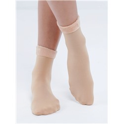 Женские термо-носки с мехом, бежевый (упаковка 5шт)
