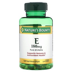Nature's Bounty, Витамин E, 180 мг, 120 мягких таблеток
