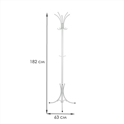Вешалка-стойка металл. "Корона" 63х182см (10 рожков, белое серебро/белый)