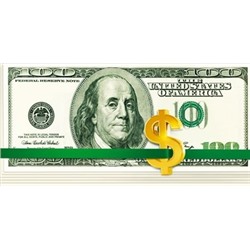 Конверт для денег "100 долларов" 168х84 мм