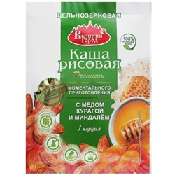 Каша рисовая м/п "Вышний город"с мёдом, курагой и миндалём с кокосовым молоком, 50г пак.