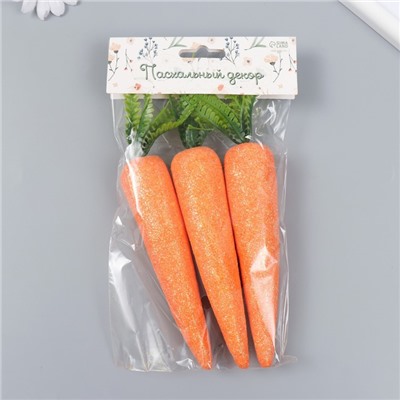 Декор пасхальный "Морковки с золотыми блёстками" набор 3 шт 12 см 3х3х19 см