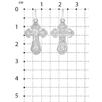 Крест из серебра родированный - 2,5 см 925 пробы К3-291р