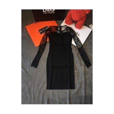 Платье черное с гипюром , размер 42