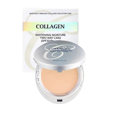 ENOUGH, Пудра для лица матирующая минеральная Collagen Whitening Moisture Two Way Cake SPF30/PA+++, оттенок: №13 (13г*2)