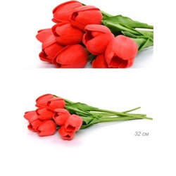 Цветок искусственный Тюльпан 30 см красные / 1205 /уп 10/200/1200/ латэкс