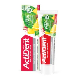 "ACTIDENT" Зубная паста (100г) "Ультра фреш,защита десен" Лимон и гамамелис,б/парабен.48