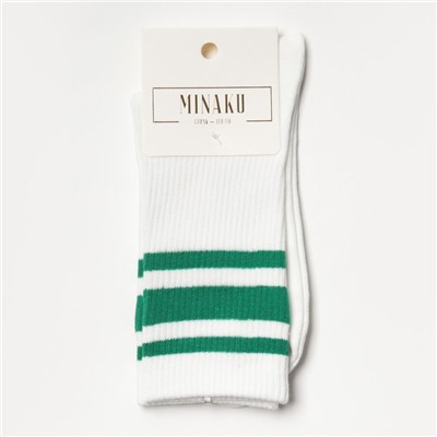 Носки MINAKU цвет белый/зеленый, р-р 36-41 (23-27 см)