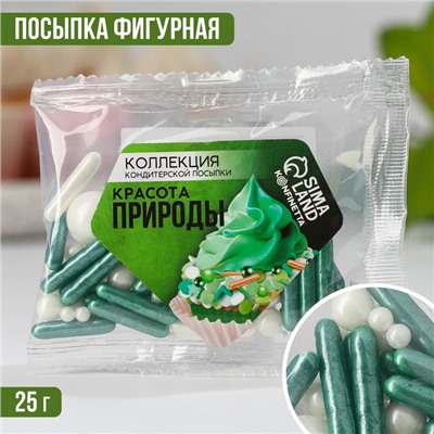 УЦЕНКА Посыпка кондитерская фигурная: зеленая, белая, 25 г.