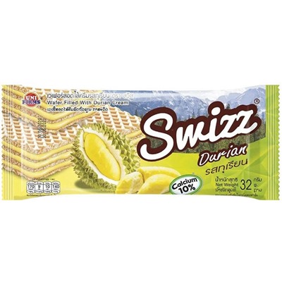 Вафли с кремом со вкусом дуриана "Swizz" Uni Firms | Юни Фирмы 32г