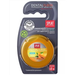 Сплат Объемная вощеная зубная нить Dental Floss с ароматом апельсина и корицы, 40 м (Splat, Professional)