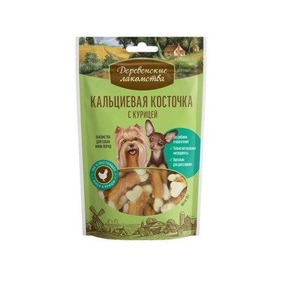 Деревенские лакомства для мини-пород Кальциевая косточка с курицей 55г