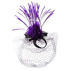 Шляпка — Ободок (Фиолетовый; вставки: Перья, феолетовые)