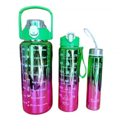 Бутылка для воды спортивная 3 в 1 с гальваническим покрытием, градиентный цвет 640 мл пружинная крышка