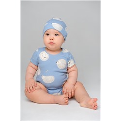 шапка для новорожденных  К 8036/ёжики на пыльно-синем
