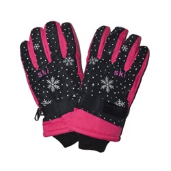 Детские перчатки 82-черный-розовый