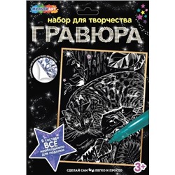 Набор д/дет тв-ва гравюра 18*24 см. бенгальская кошка. серебряная МУЛЬТИ АРТ в кор.120шт