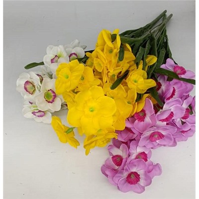 Цветы искусственные декоративные Нарцисс 9 веток 45 цветков 60 см