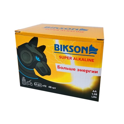 Батарейка BIKSON LR6-4BL, АА, 1,5V, 4шт, блистер арт. BN0503-LR6-4BL, алкалиновая (цена за 1 шт.)