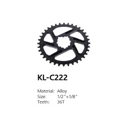 Звезда передняя для bmx Spline/socket drive 36T KENLI. /KL-C222/ Алюминий. BLACK /уп 25/100/