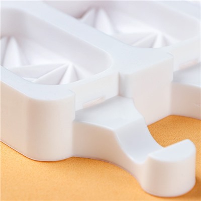Форма для мороженого «Кристалл», силикон, 19×12,5×2,2 см, 4 ячейки, цвет белый