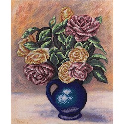 Набор для вышивания PANNA арт. C-1686 Розы в синей вазе 24х28 см