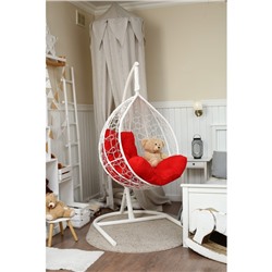 Подвесное кресло «Бароло», капля, цвет белый, подушка красная, стойка