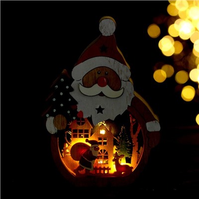 Декор с подсветкой «Дед Мороз и ёлка»