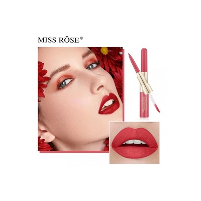 MISS ROSE 2 В 1 Водостойкий матовый блеск+карандаш для губ, тон 17