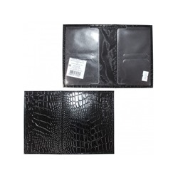 Обложка для паспорта Croco-П-406 натуральная кожа черный крокодил (200)  206852
